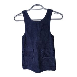 Mini Boden Navy Corduroy Ruffle Pocket Jumper Dress 4-5 years (110cm)